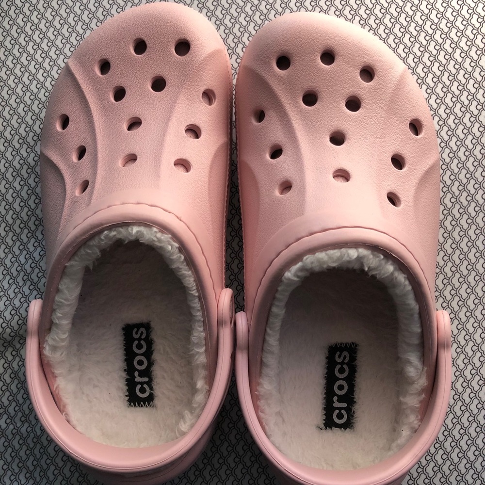 Pink Fuzzy Crocs